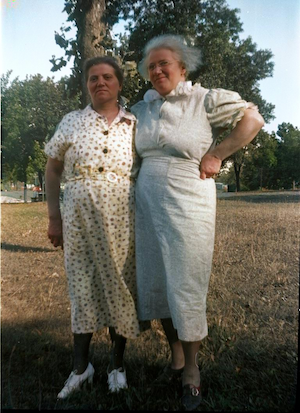 On the left is Jessie Rosenberg who was married to Cecil Rosenberg who <br>was a brother to Jennie Rosenberg Dumes, on the right is Jenny Rosenberg Dumes.<br>